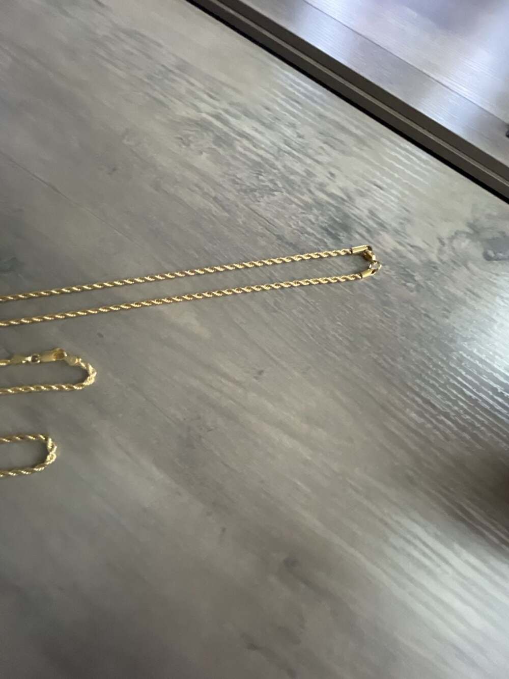 Gold Plated Rope Chain And Bracelet Set - Picture 4 of 6